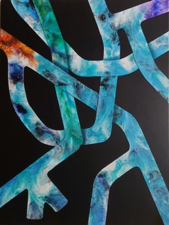 Painting "Path • Light Blue" by painter ValerI KlepA acrylic canvas at Jose Art Gallery