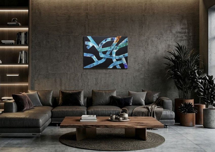 Additional view 2: Conceptual Interior Painting Path • Light Blue by painter ValerI KlepA acrylic canvas 