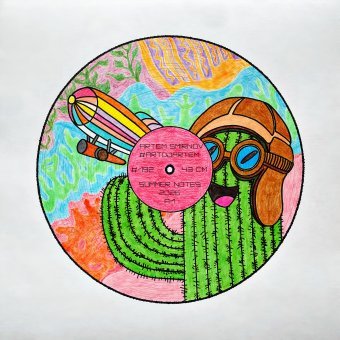 Drawing "Giant Cactus and Airplane: Summer Melodies" by illustrator #artdjartem mixed method paper at Jose Art Gallery