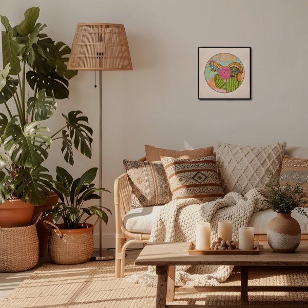Additional view 2: Abstract Interior Drawing Giant Cactus and Airplane: Summer Melodies by illustrator #artdjartem mixed method paper 