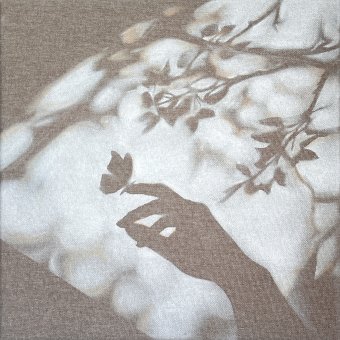 Painting "Small Wonders Butterfly Nature Shadows" by painter Julia Shilo oil canvas at Jose Art Gallery