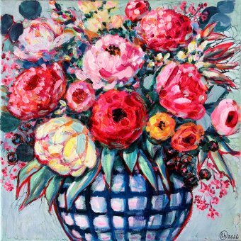Painting "Midsummer Bloom Vibrance in Expressionism" by painter Oksana Shevchenko acrylic canvas at Jose Art Gallery