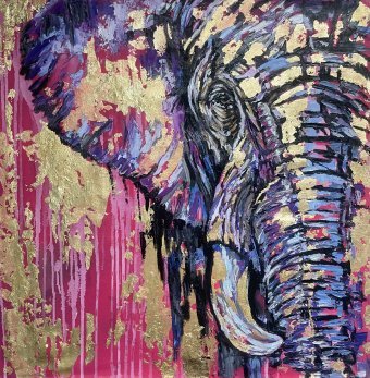 Peinture "Éléphant lumineux", peintre Oksana Almiz huile toile à la Jose Art Gallery