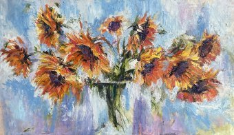 Peinture "Danse des tournesols", peintre Oksana Almiz huile toile à la Jose Art Gallery