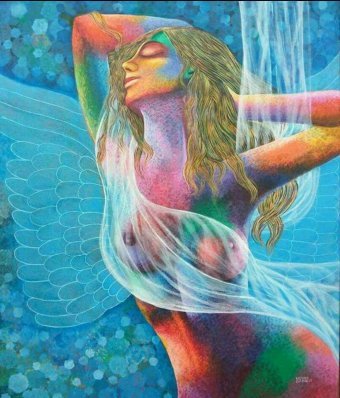 Painting "Fairy" by painter Kalyani Gulage acrylic canvas at Jose Art Gallery