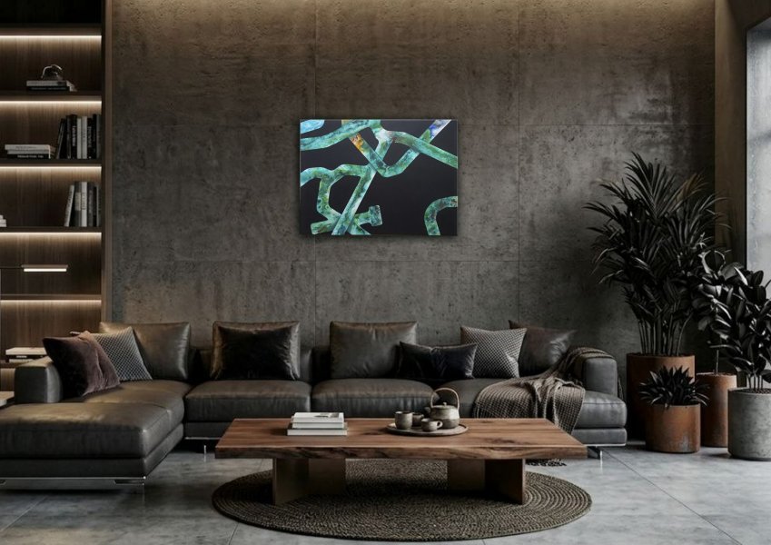 Additional view 2: Conceptual Interior Painting Path • Green by painter ValerI KlepA acrylic canvas 