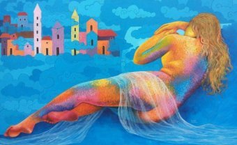 Malerei "Himmel", maler/-in Kalyani Gulage Acryl Leinwand in der Jose Art Gallery