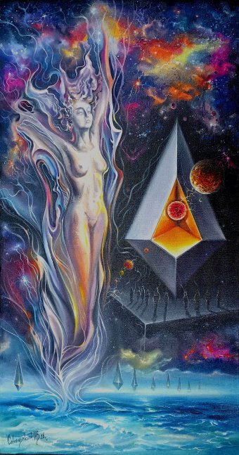 Painting "The Ascent of Venus" by painter Igor Sokolskiy oil fabric at Jose Art Gallery