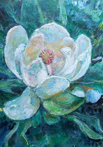 Painting "Magnolia flower." by painter Nataliya Gricenko acrylic wood at Jose Art Gallery