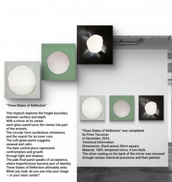 Painting "Three States of Reflection" by painter PINAR YAVUZCAN spray paint glass at Jose Art Gallery