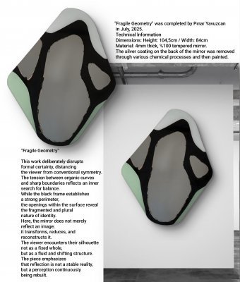 Painting "Fragile Geometry" by painter PINAR YAVUZCAN spray paint glass at Jose Art Gallery