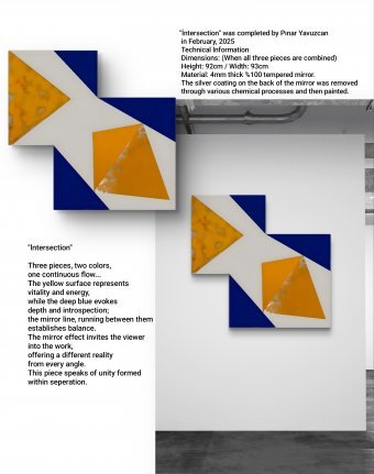 Painting "Intersection" by painter PINAR YAVUZCAN spray paint glass at Jose Art Gallery