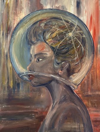 Painting "Drowning / Batu" by painter Jamilya Jalil acrylic canvas at Jose Art Gallery