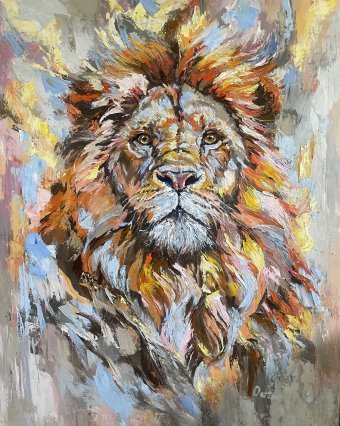 Peinture "Un lion", peintre Oksana Almiz huile toile à la Jose Art Gallery