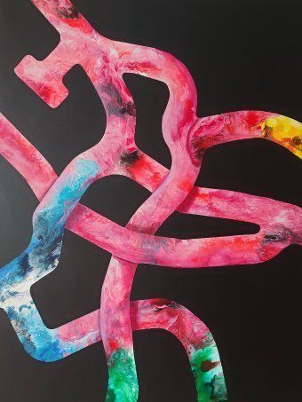 Painting "Path • Red" by painter ValerI KlepA acrylic canvas at Jose Art Gallery
