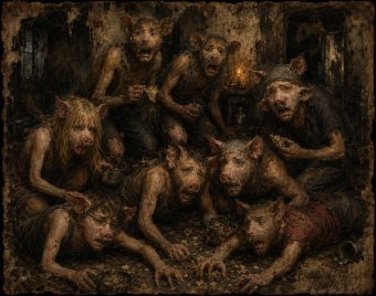 Digital Art "AMONG RATS AND PIGS" by digital artist Estelle d'Prestige at Jose Art Gallery