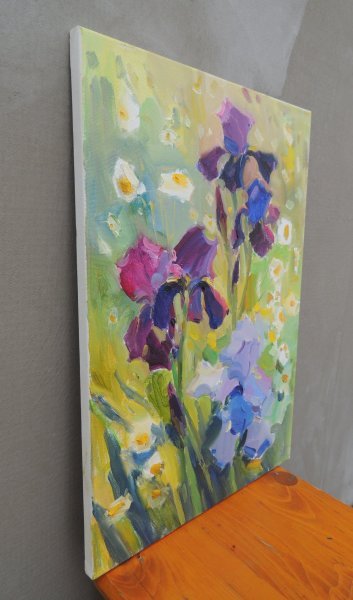 Additional view 1: Impressionism Flower Painting Irises: Vibrant Floral Impressions by painter Anna Trachuk oil canvas 