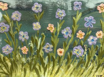 Painting "Obolon. Floral Waltz of Hope" by painter Hope acrylic paper at Jose Art Gallery