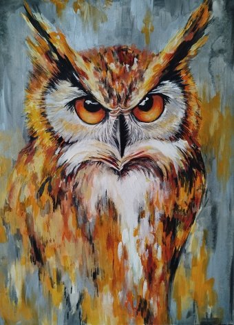 Peinture "La Ronde de nuit", peintre Nataliya Ryjak acrylique carton à la Jose Art Gallery