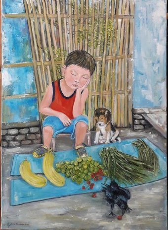 Pintura "Doces Sonhos e Realidade Enganosa", pintor Nadiya Ulyanich óleo tela de pintura na Jose Art Gallery