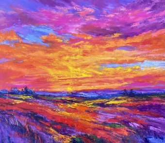 Malerei "Symphonie des Abendfeuers", maler/-in Oksana Almiz Bleistift Leinwand in der Jose Art Gallery