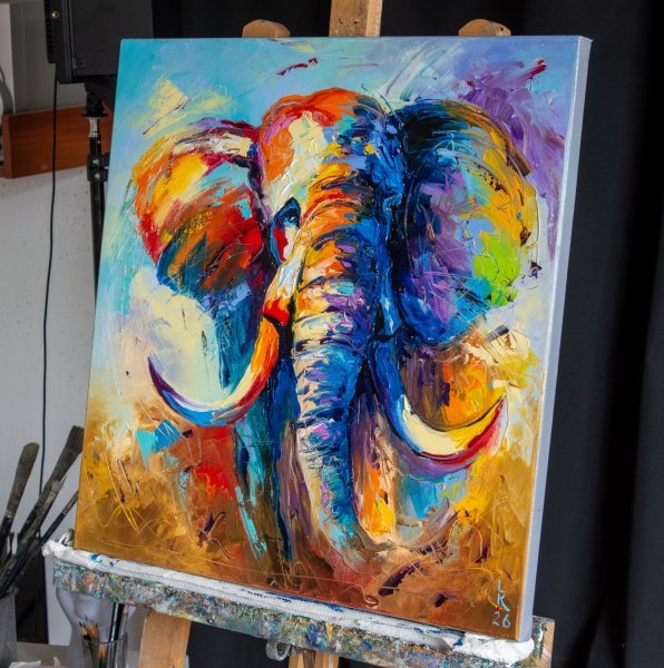 Additional view 3: Impressionism Animal Painting Wild Majesty by painter Liubov Kuptsova oil canvas 
