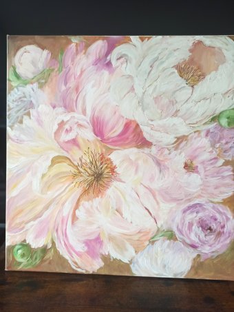 Painting "Peonies" by painter Daria Borysova oil canvas at Jose Art Gallery