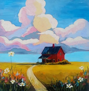Malerei "Das Haus in Blüte", maler/-in Evgenia Smirnova Acryl Holz in der Jose Art Gallery