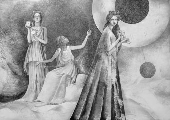 Graphik "Die Moiren", illustrator Lana Korolievskaia Tinte Karton in der Jose Art Gallery