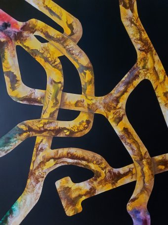Painting "Path • Yellow" by painter ValerI KlepA acrylic canvas at Jose Art Gallery