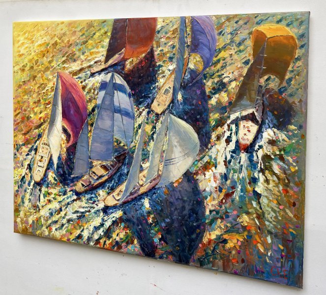Additional view 2: Impressionism Marine Art Painting The Path to the Horizon by painter Yevgeny Chernyakovsky oil canvas 