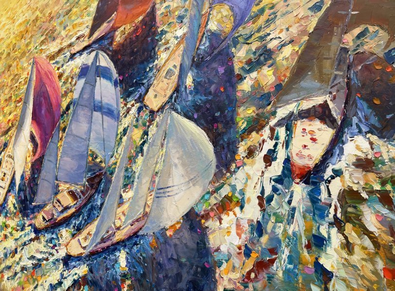Additional view 6: Impressionism Marine Art Painting The Path to the Horizon by painter Yevgeny Chernyakovsky oil canvas 