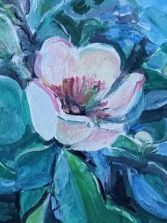 Painting "Magnolia flower" by painter Nataliya Gricenko acrylic wood at Jose Art Gallery