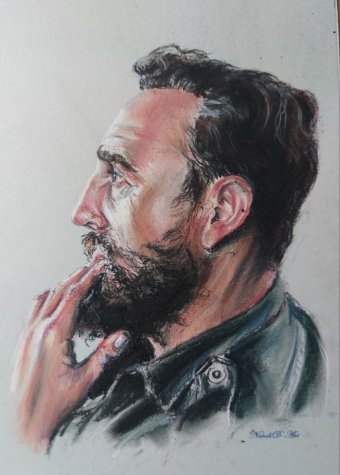Drawing "My pastels Fidel Castro in realism" by illustrator Natali Diduh pastel paper at Jose Art Gallery