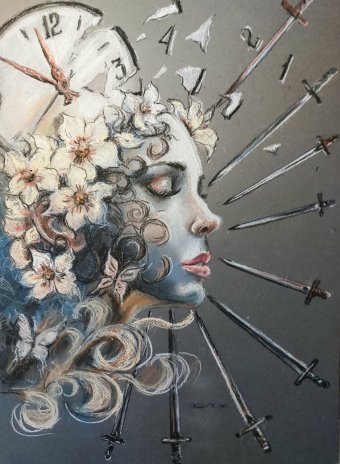 Drawing "My Pastels Transformation: Path of Love" by illustrator Natali Diduh pastel paper at Jose Art Gallery