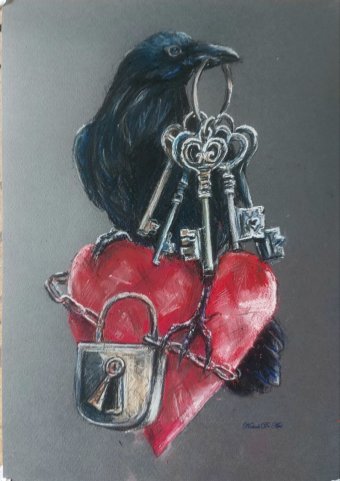Drawing "My Pastels: Transformation and Love" by illustrator Natali Diduh pastel paper at Jose Art Gallery