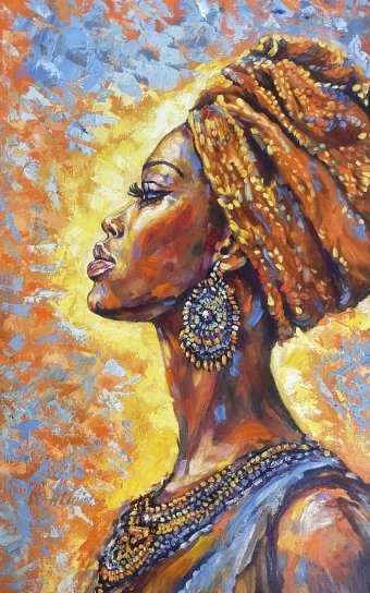 Peinture "Sa Lumière Intérieure", peintre Oksana Almiz huile toile à la Jose Art Gallery