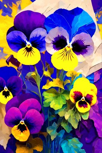 Digital Art "Chromatic Pansy Symphony" by digital artist Viktor Levchenko at Jose Art Gallery