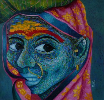 Painting "Migration" by painter Kalyani Gulage acrylic canvas at Jose Art Gallery