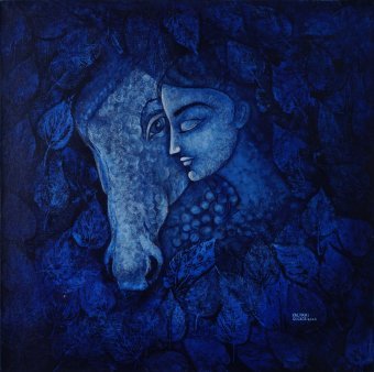 Painting "Midnight Companions" by painter Kalyani Gulage acrylic canvas at Jose Art Gallery