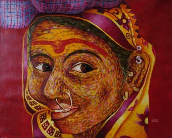 Painting "Migration 2" by painter Kalyani Gulage acrylic canvas at Jose Art Gallery