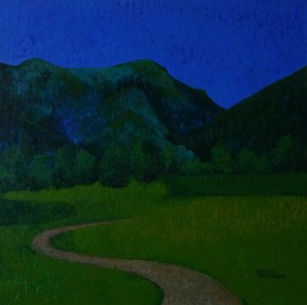 Painting "Dusk in the Valley" by painter Kalyani Gulage acrylic canvas at Jose Art Gallery