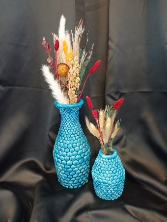 Sculpture "Blue Clay Vases (handmade)" by sculptor Valentin Kern Ceramics at Jose Art Gallery