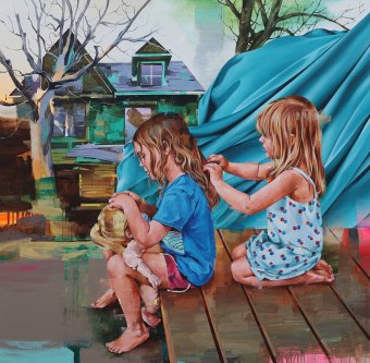 Painting "Echoes of Childhood" by painter ARINDAM BISWAS acrylic canvas at Jose Art Gallery