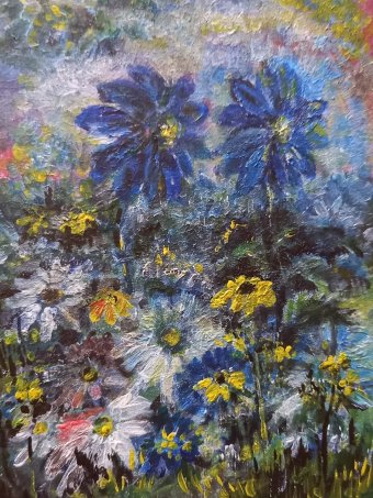 Painting "Abstraction. Flowers" by painter Nataliya Gricenko acrylic wood at Jose Art Gallery