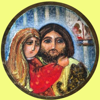 Painting "Family" by painter Oksana Dodareva mixed method cardboard at Jose Art Gallery