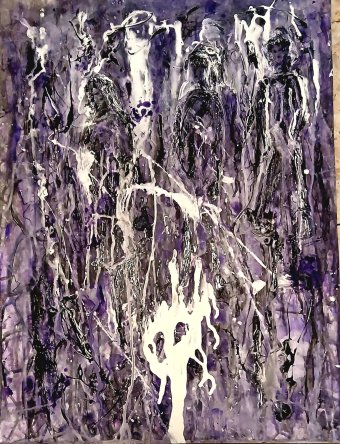 Painting "Path of Destiny. Art of Freedom and Movement" by painter Jannet Mitin acrylic paper at Jose Art Gallery