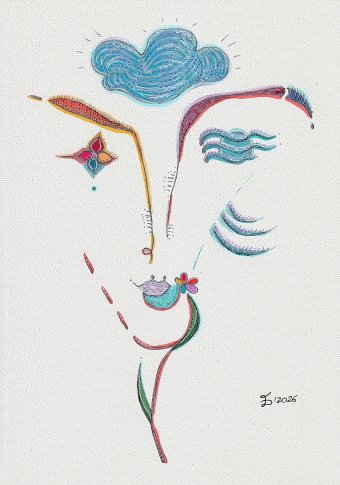 Drawing "Summer Stories II" by illustrator Ewa Dura mixed method paper at Jose Art Gallery