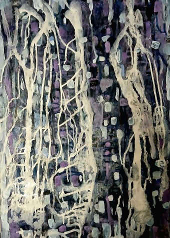 Painting "Variations of Development in Abstraction" by painter Jannet Mitin acrylic paper at Jose Art Gallery