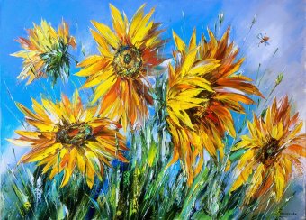 Painting "Sunflowers" by painter Aleksandr Romanenko oil canvas at Jose Art Gallery